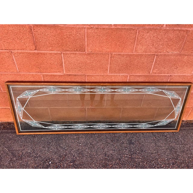 1920s Large Art Deco Lead Stain Glass Heavy Oak Window For Sale - Image 10 of 10