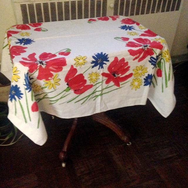 Vintage Vera Square Floral Tablecloth Chairish