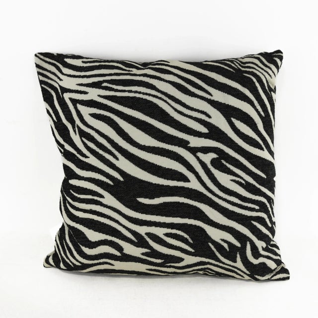 Contemporary Zebra Print Accent Pillow - Black and White Statement Piece For Sale - Image 3 of 9