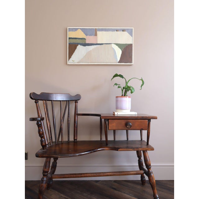 Mid-Century Modern Mid-Century Modern 'Pastel Settlement' Swedish Abstract Landscape Oil Painting, Framed For Sale - Image 3 of 11
