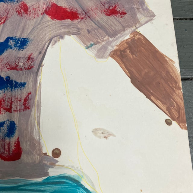 1980’s Original Outsider Folk Art Children’s Painting For Sale - Image 4 of 5