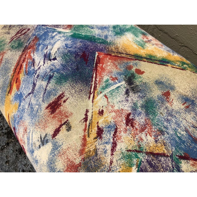 Blue Postmod Upholstered Parsons Style Waterfall Bench For Sale - Image 8 of 10