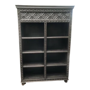 Vintage Carved Indonesian Open Bookcase