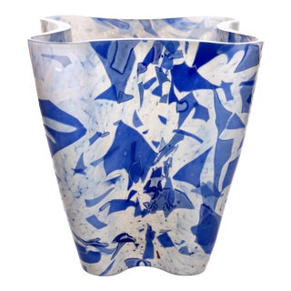 Stories of Italy Nougat Blue Bucket Vase For Sale