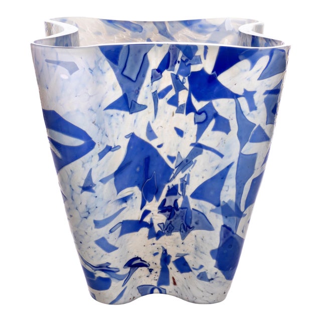 Stories of Italy Nougat Blue Bucket Vase For Sale