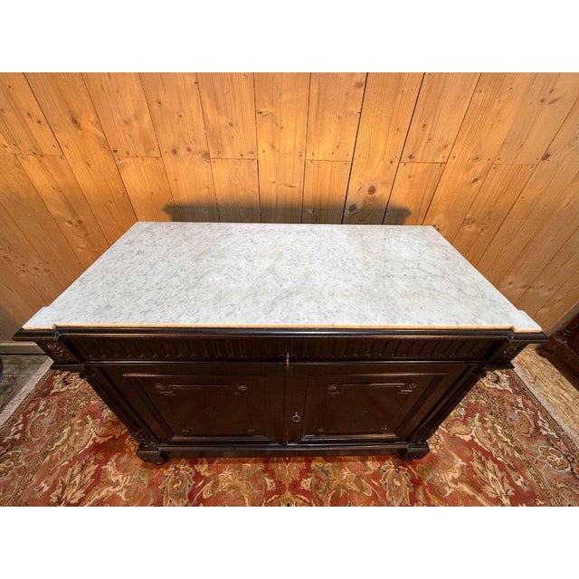 Wood Napoleon III Sideboard in Ebonized Wood and Marble For Sale - Image 7 of 9