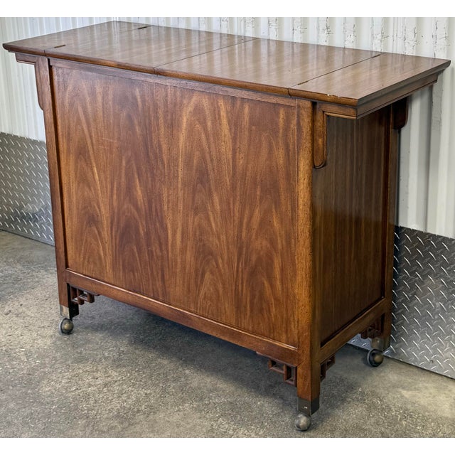 Vintage Century Furniture Hollywood Regency Ming Flip Top Server Cart For Sale - Image 9 of 10