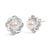 Contemporary Sterling Silver Pearl and 1/10 Cttw Diamond Floral Twist Stud Earrings For Sale - Image 3 of 4
