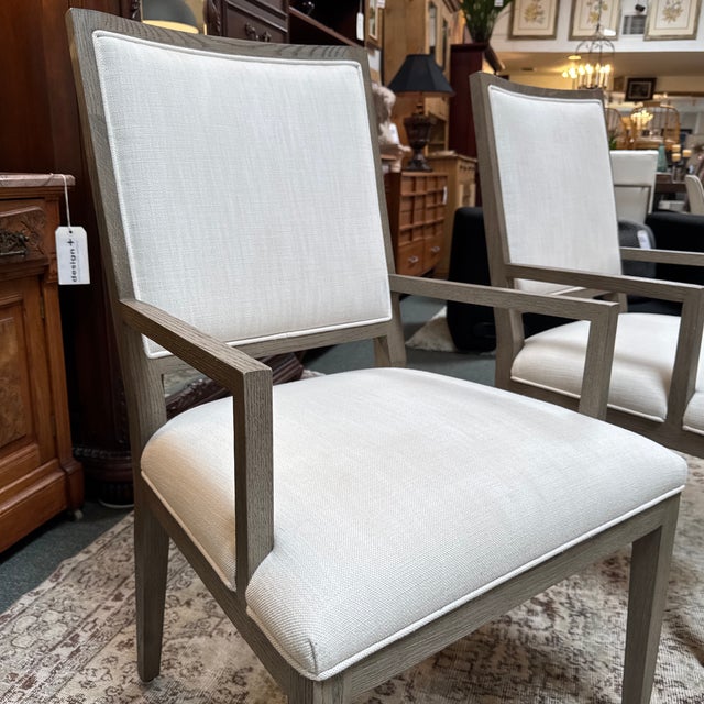 Restoration Hardware Restoration Hardware French Contemporary Arm Dining Chairs, Pair For Sale - Image 4 of 12