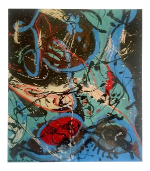 Jackson Pollock Foundation Abstract Expressionist Lithograph Print " Composition With Pouring II " 1943