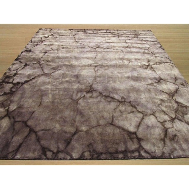 2020s 3x5 Brown Hand-Knotted Wool Cracked Earth Texture Geometric Modern Carpet Rug For Sale - Image 5 of 6