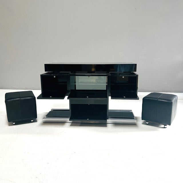 Mid-Century Modern Room Divider Bar with Ottomans, 1970s, Set of 3 For Sale - Image 3 of 12