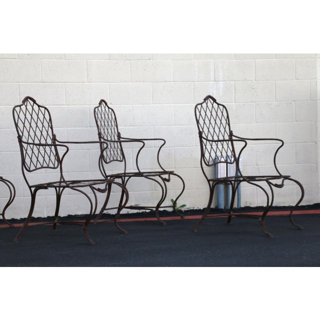 Gregorius Pineo Late 20th Century Vintage Set of Eight Gregorius Pineo Faux Bois Twig Iron Outdoor Armchairs — Los Angeles, Ca For Sale - Image 4 of 18