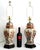 Offering a pair of Imari Japanese porcelain table lamps, circa 1960s. These Ginger Jar or Temple Jar shaped lamps have...