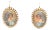 14k Yellow Gold Vintage Lady Portrait Drop Earrings With Pearl Halo, A Pair For Sale