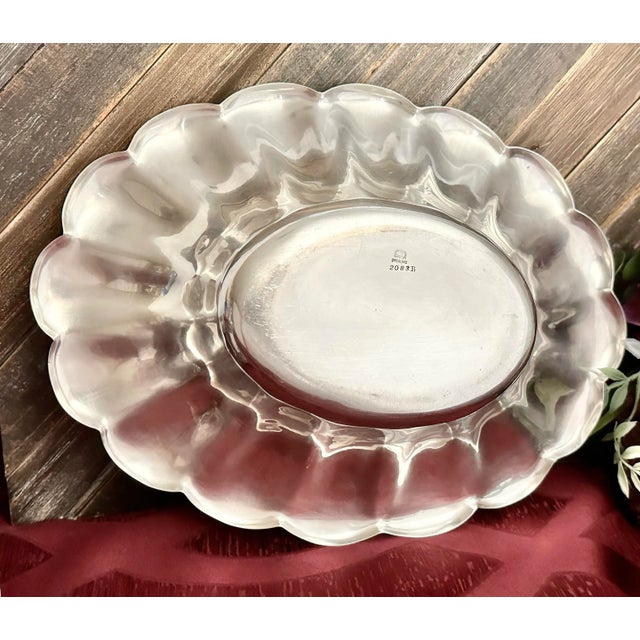 Victorian Sterling Silver Bowl Vintage Centerpiece Fruit Bowl Etched For Sale - Image 3 of 11