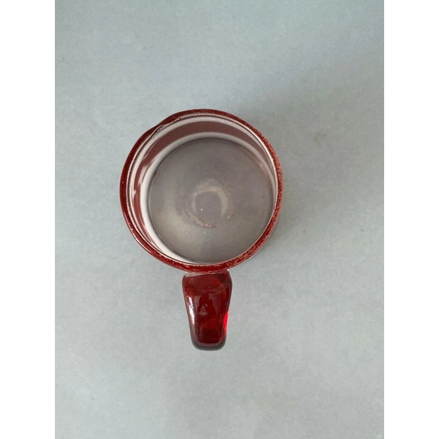 Vintage Oxblood Red on Frosted Clear Cameo Art Glass Handled Tumbler For Sale - Image 11 of 13