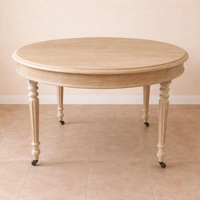 Large Louis Philippe Extendable Table in Whitewashed Oak For Sale - Image 5 of 5