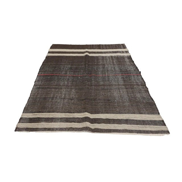 Striped vintage goat hair kilim rug from Afyon region of Turkey. Approximatelly 50-60 years old. In very good condition.