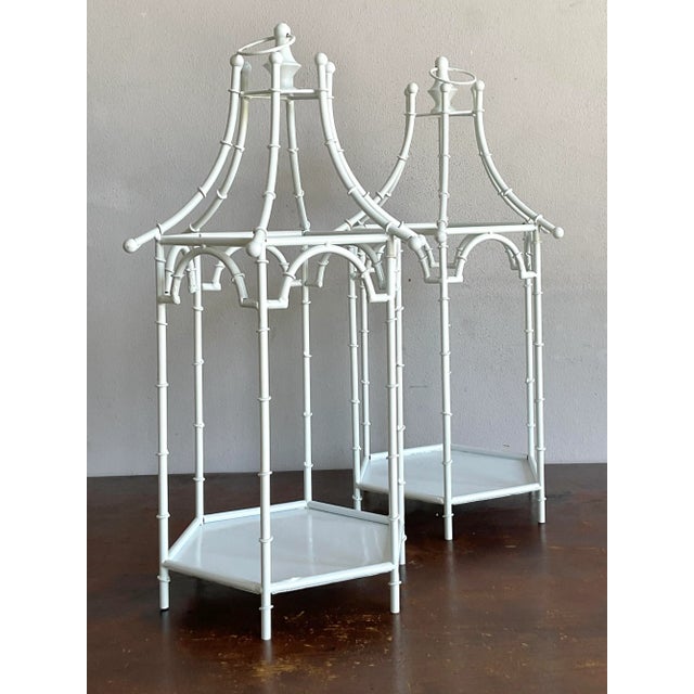 Vintage Regency Metal Bamboo Candle Lanterns - Set of 2 For Sale - Image 10 of 10