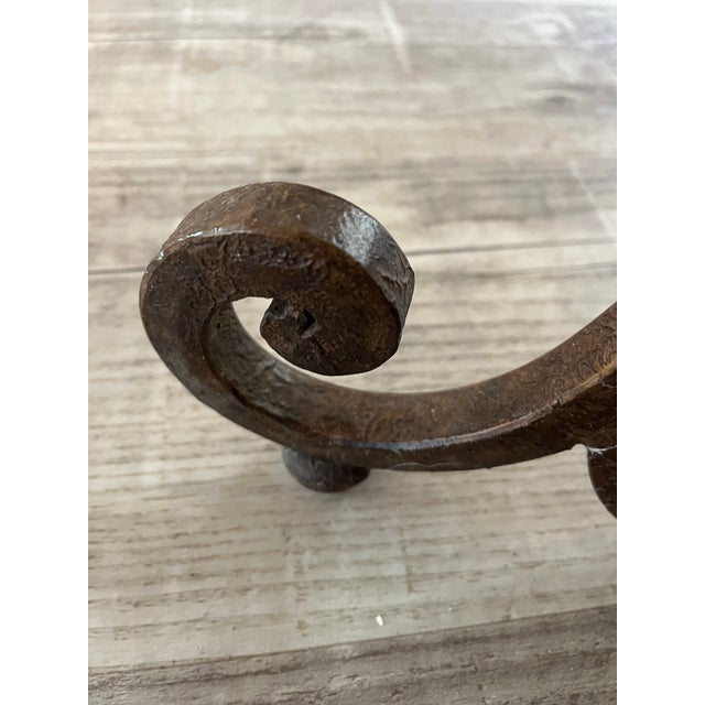 Coffee Vintage French Style Wrought Iron Accent Table With Round Glass Top For Sale - Image 8 of 10