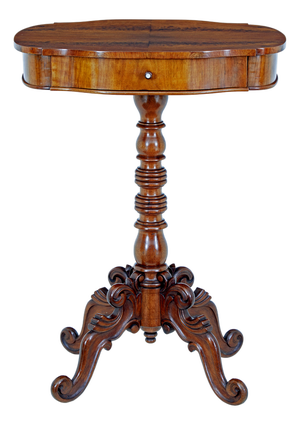 19th Century Carved Flame Mahogany Side Table, 1890s