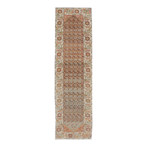 Colorful Antique Persian Bakhtiari Runner With All-Over Floral and Tribal Border 3'4 X 12'10