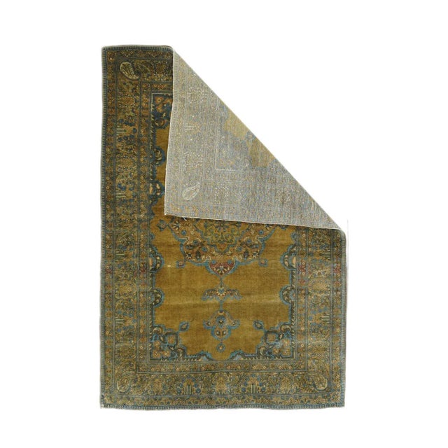 Antique Kashan Rug 3'4'' x 4'10''.