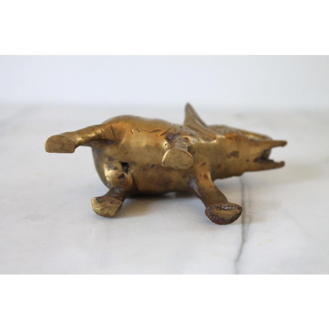 Metal Vintage Brass Elephant For Sale - Image 7 of 8