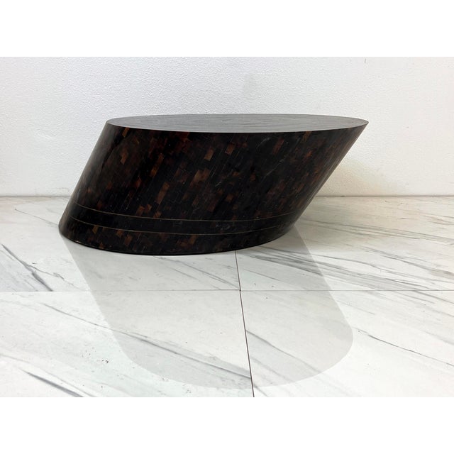 1980s Tessellated Bone and Brass Inlay Coffee Table, Maitland Smith, 1980's For Sale - Image 5 of 12