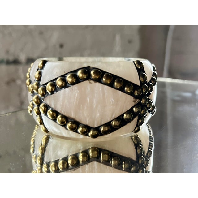 Vintage 1980s Brass Studsws Bangle Bracelet For Sale - Image 9 of 9