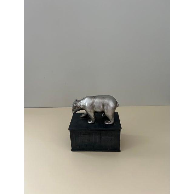 Hollywood Regency Vintage Bull & Bear Stock Market Bookends, Silver-Tone Metal For Sale - Image 3 of 15