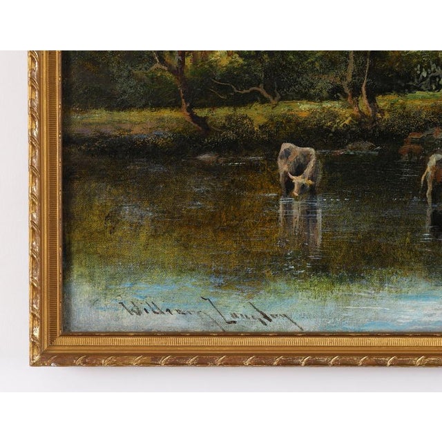 William Langley, Rural Landscape with Cows, 19th Century, Canvas For Sale - Image 9 of 14