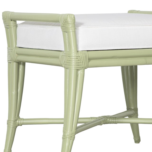 Small Malacca Bench - Celery Green For Sale In West Palm - Image 6 of 8