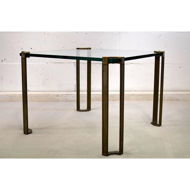Vintage Hollywood Regency Brass and Glass Side Table by Peter Ghyczy For Sale - Image 8 of 10