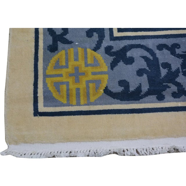 1960s Vintage Chinese Art Deco Hand Knotted Wool Rug,10' X 14' For Sale - Image 5 of 6