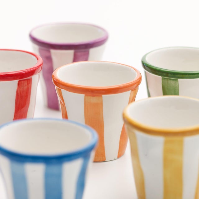 Zafferano Lido Righe Espresso Shot Cups (Set of 6) For Sale - Image 4 of 5