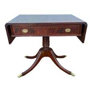 Antique George III Flame Mahogany Two Drawer Drop Leaf Sofa Table.