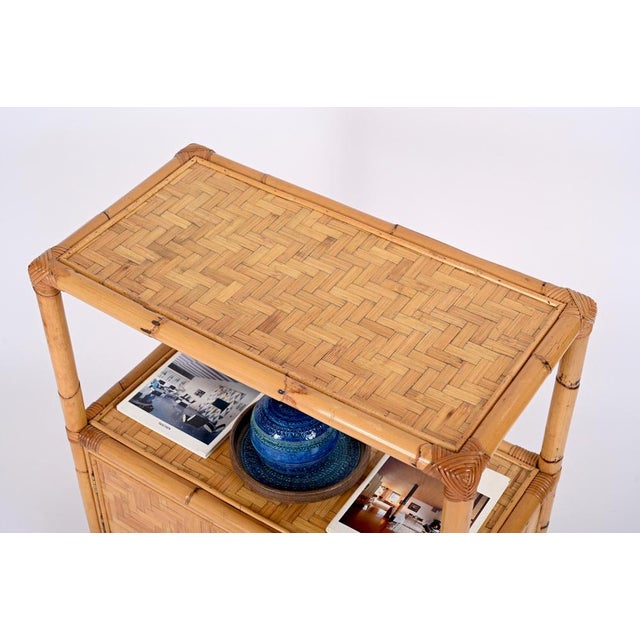 Wood Mid-Century Storage Cabinet in Woven Rattan and Bamboo, Italy, 1970s For Sale - Image 7 of 17