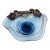 20th Century Modern Filip Ravert Blue Hand-Blown Art Glass and Bronze Overlay Centerpiece Bowl For Sale