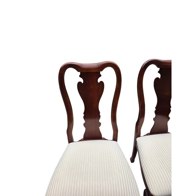 1990s 1990s Pair Thomasville Collectors Cherry Queen Ann Dining Room Side Chairs For Sale - Image 5 of 13