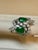 2020s Two Pear Shape 5.5 Ct Emerald & 8.5 Ct Diamond Ring, 18k White Gold Size 6 For Sale - Image 5 of 8