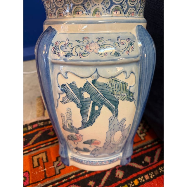 Ceramic Ceramic Blue and White Round Garden Stool For Sale - Image 7 of 11