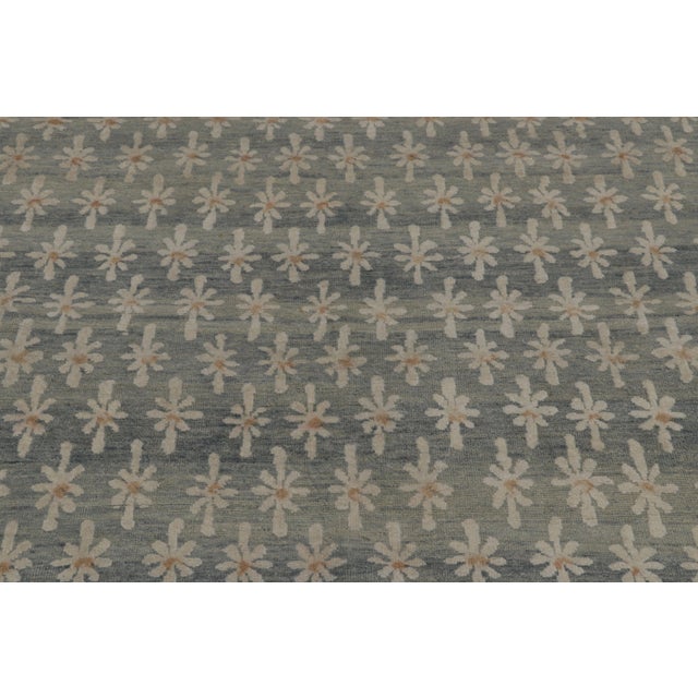 Rug & Kilim Rug & Kilim’s Block Print Rug Design in Brown With Gray Floral Motifs For Sale - Image 4 of 8