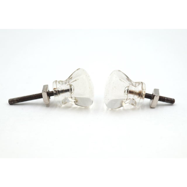 Traditional Pair of Vintage 0.937 In. Hexagon Glass Cabinet Knobs For Sale - Image 3 of 4