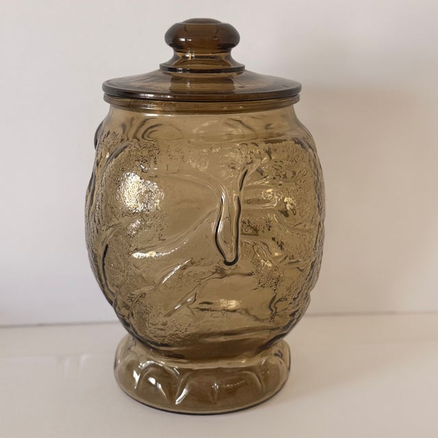 Mid-Century Modern Vintage Libby Smoke Brown Hippopotamus Glass Jar, 1.5 Gl Cookie Jar, Big Top Circus Hippo For Sale - Image 3 of 9