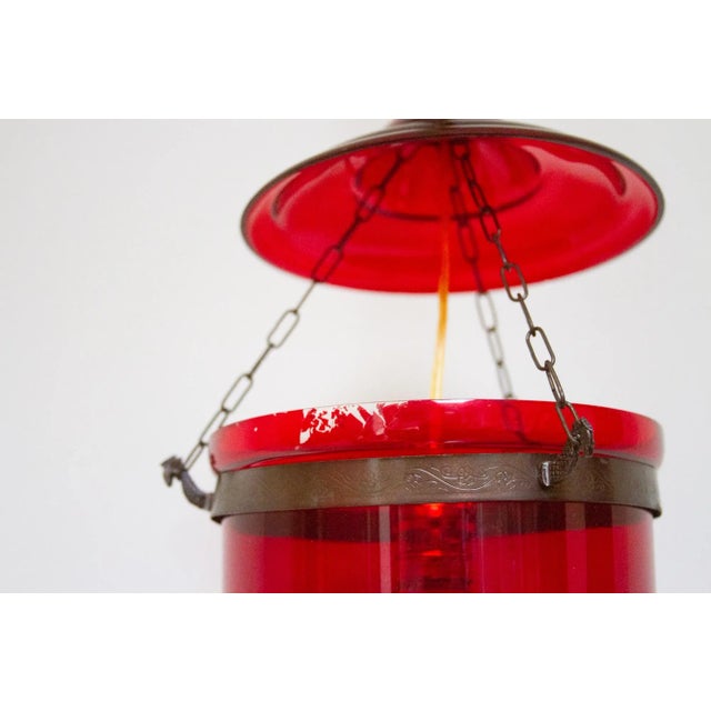 Persian Red Pendant Glass Lantern For Sale In Los Angeles - Image 6 of 7