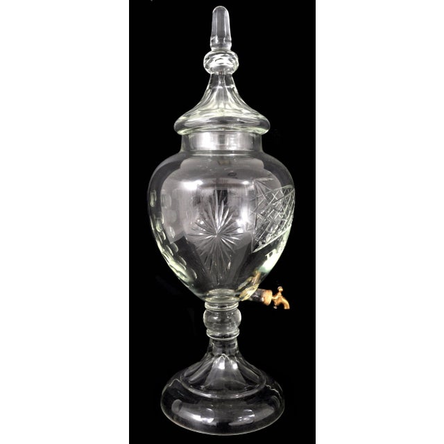 Monumental Antique Cut Crystal Glass Brandy Liquor Bar Dispenser Decanter 1880 For Sale In Portland, OR - Image 6 of 9