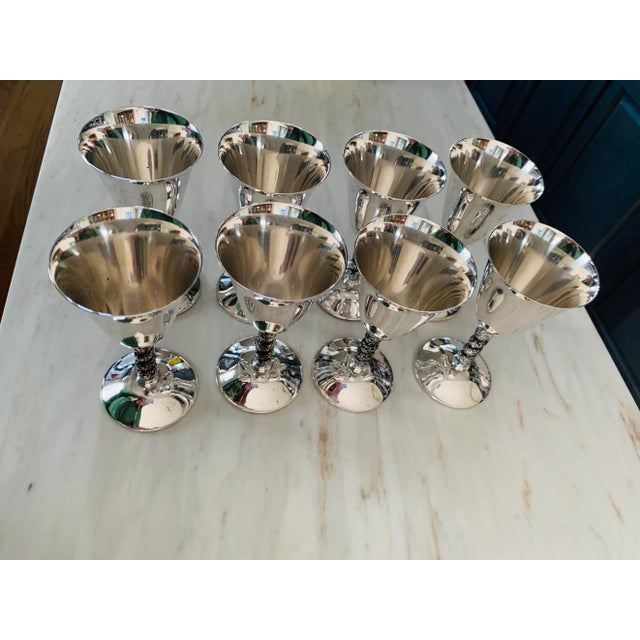 Spanish Spanish Silverplate Sherry Goblets From the 1970s - Set of 8 For Sale - Image 3 of 10