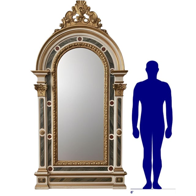 A truly exceptional monumental late 18th century Italian Venetian mirror, featuring an architectural surround with hand-...